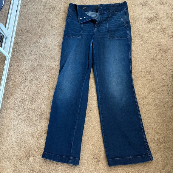 White House Black Market Dark Blue Flare Jeans Extra High-Rise Trouser Size 8 - Picture 1 of 13